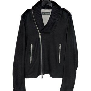 Dsquared2 Black Shawl Collar Wool Biker Jacket